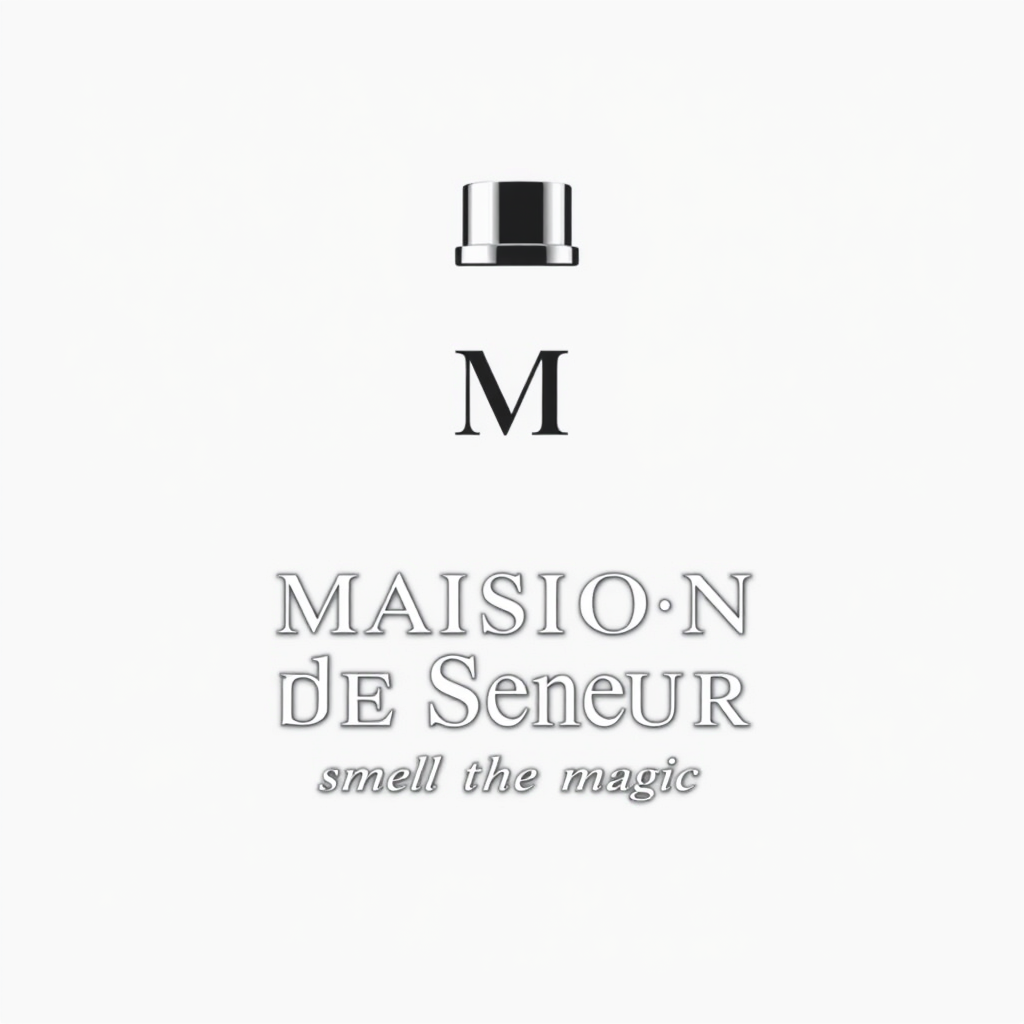 Main logo studio: The name is Maison de Seneur. its for parfume, men parfume. luxury and magic the slogan is smell the magic. add a parfume to the logo. maison with one