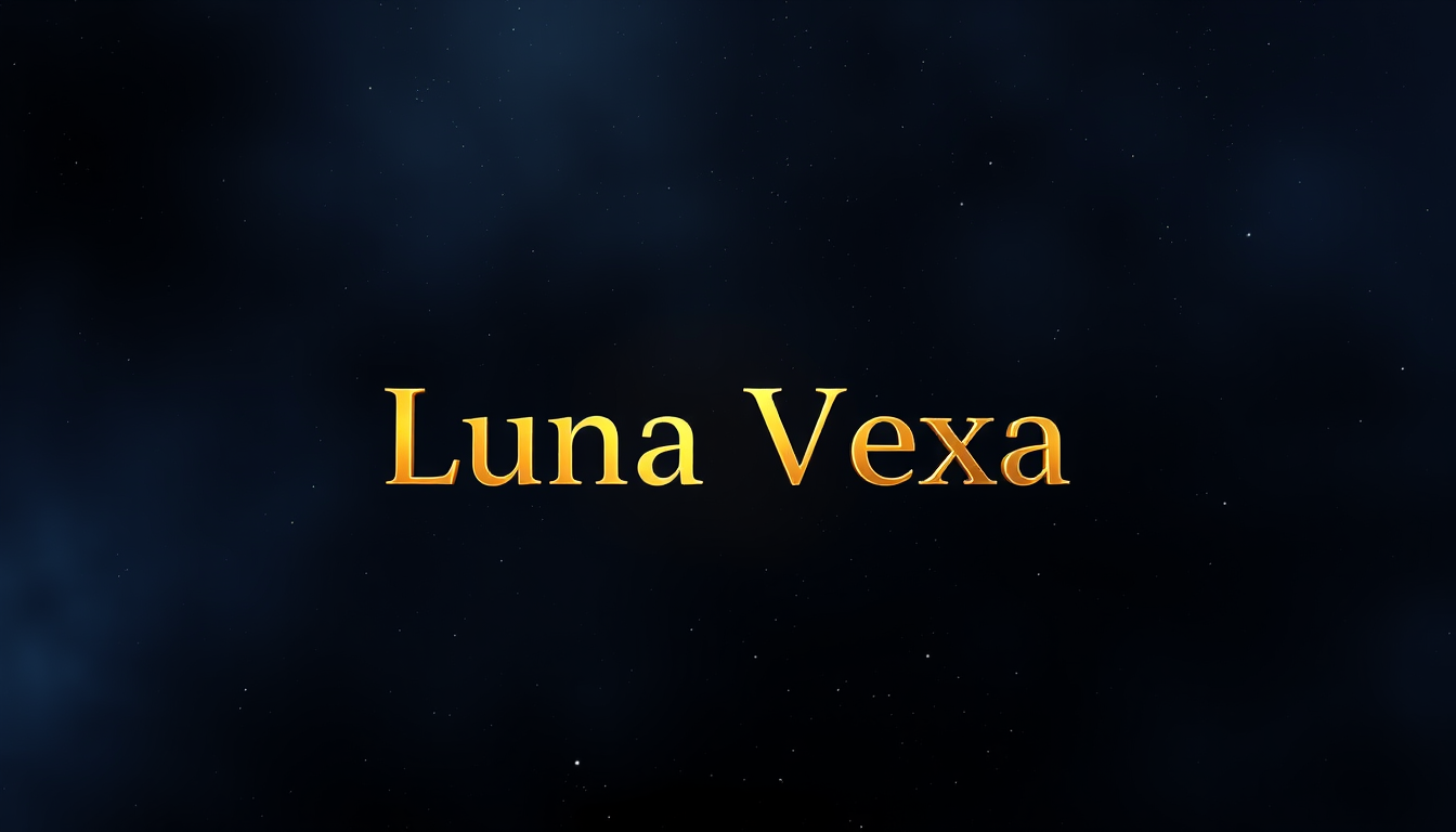 Main logo studio: Create an image featuring the channel name "Luna Vexa" in gold against a space background, with the name appearing very, very small.