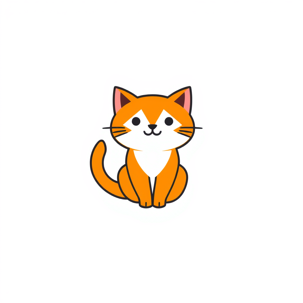 Abstract Logo idea: abstract logo mark for Podrías hacerme un logo de un gato naranja al estilo de los personajes chiikawa que sea colores pastel colores kawaii , geometr