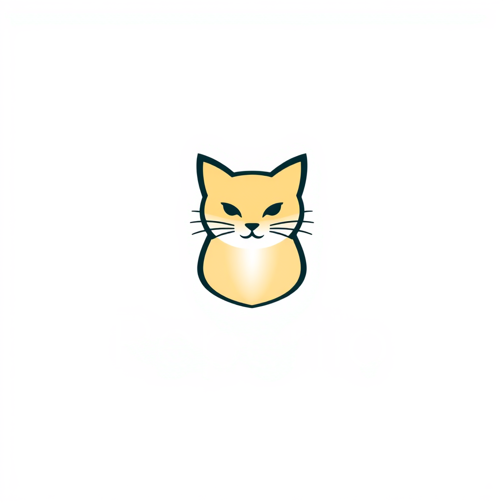 Minimalist Logo idea: minimalist logo, simple geometric mark for Hazme un logo para una repostería de un tierno gatito color naranja acicalándose sentado con un postre de p