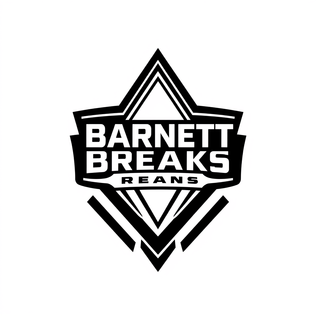 Abstract Logo idea: abstract logo mark for Barnett Breaks. “Create a bold, premium sports card auction brand logo. Modern professional sports aesthetic, sharp typography,