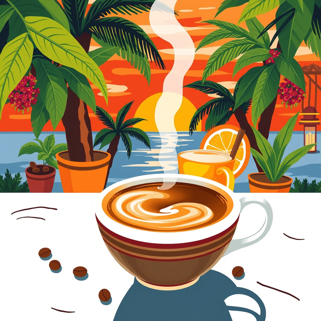 Main logo studio: Coffee , Latin culture with unique style and sunrise colorful and soul lifting spirits
