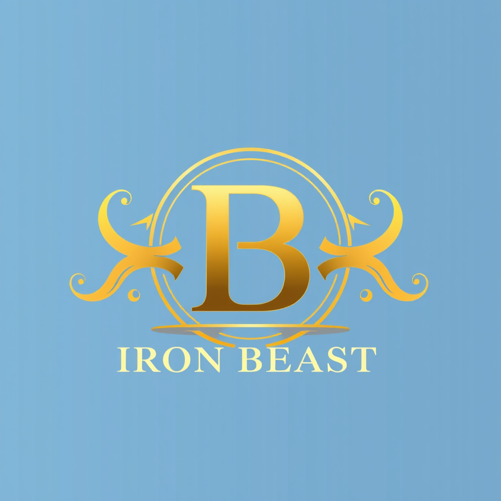 Main logo studio: elegant monogram logo combining letters I and B, gold, luxury brand “Create a logo for my gym named IRON BEAST. the background COLOR SHOULD BHI LIGHT