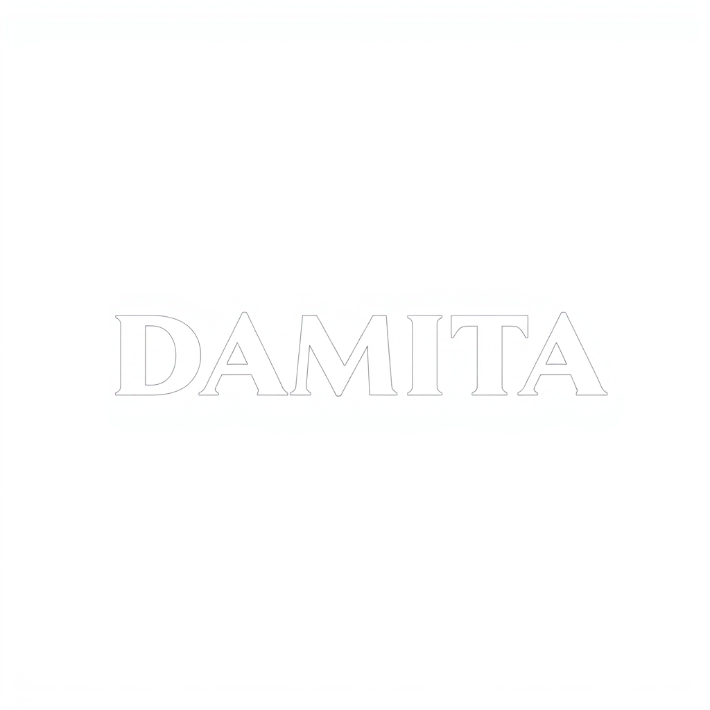 Wordmark Logo idea: wordmark logo of DAMITA , bold clean typography, flat vector logo, centered, solid white background, high contrast, professional brand identity