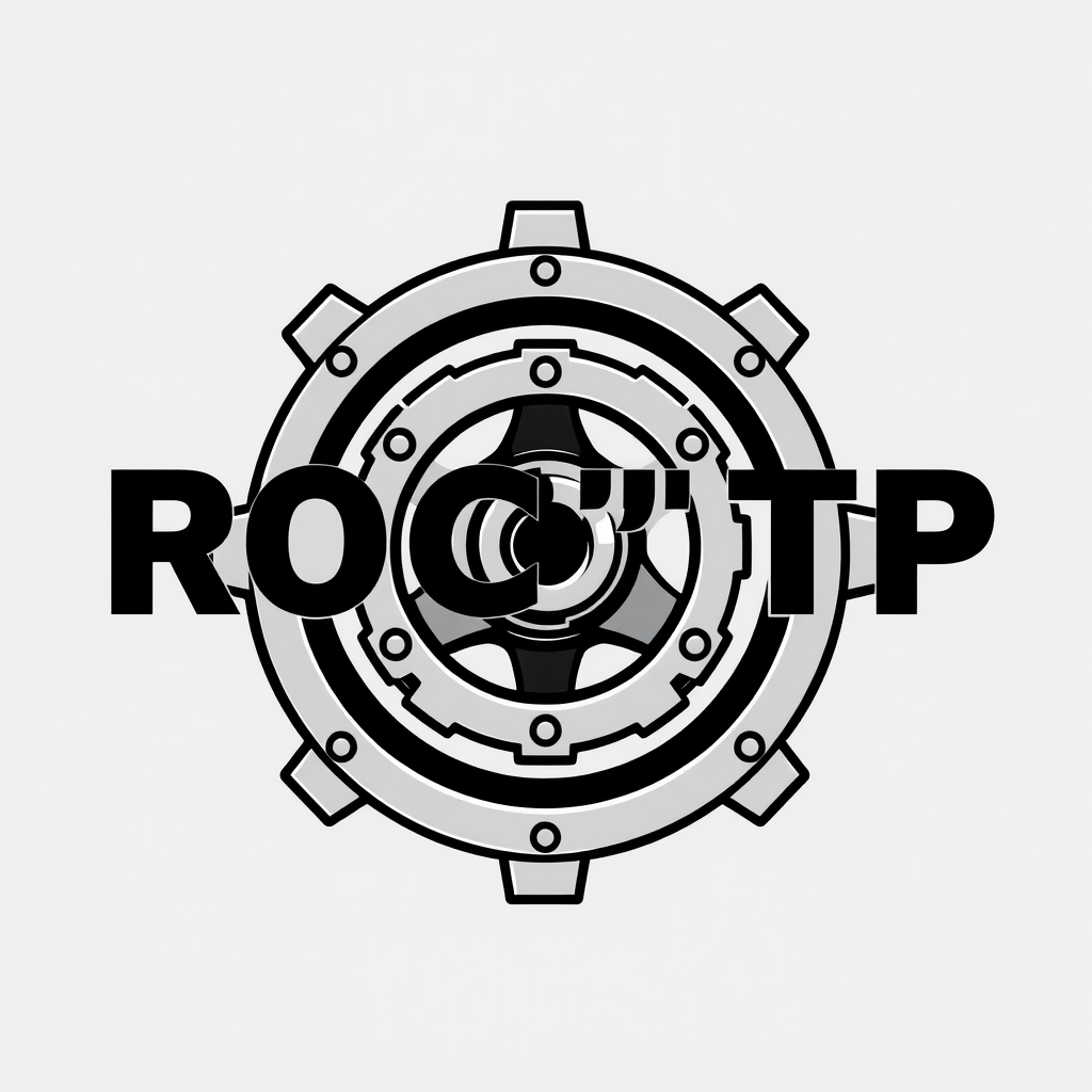 Main logo studio: nom ROC'TP logo pelle mécanique