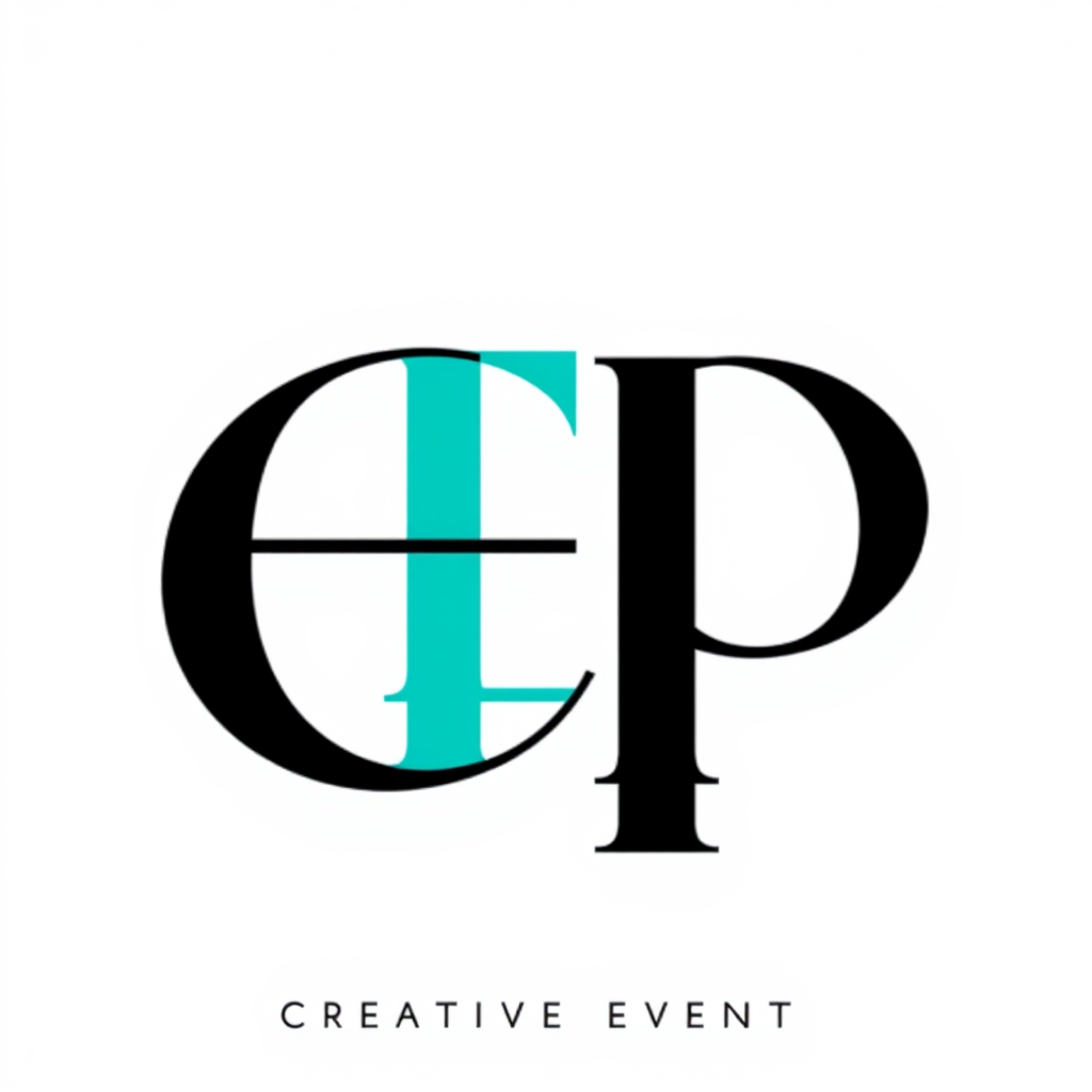 Monogram Logo idea: monogram logo combining the letters EP monogram for Ewa Page Creative Events, elegant creative event company, custom interlocking E and P, geometric n