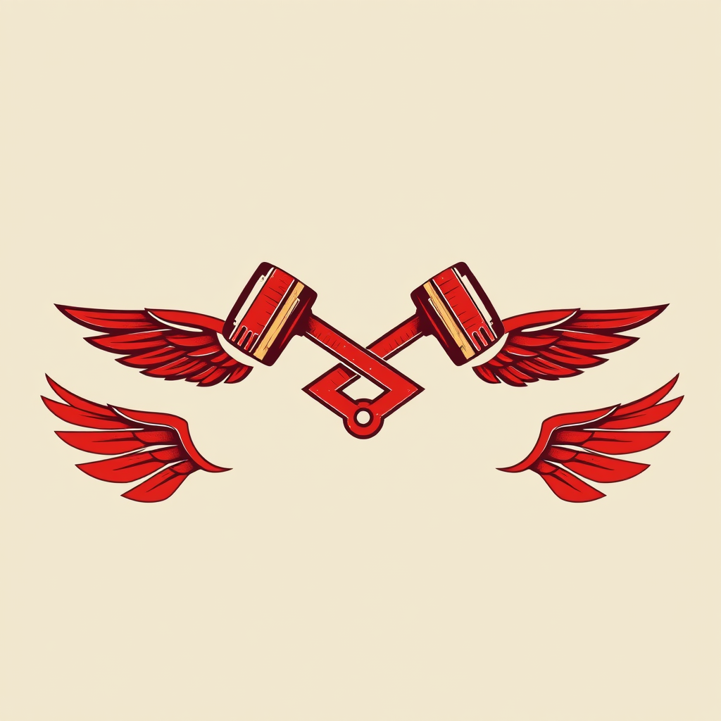 Main logo studio: A high-quality, professional vector logo in a vintage retro style. The design is horizontal and centered. It features a stylized, vibrant red emblem i