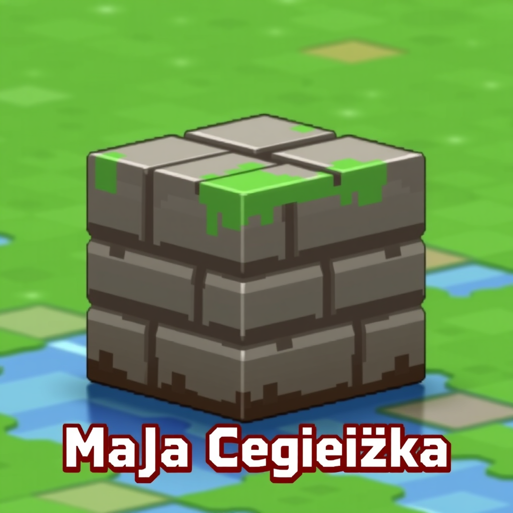 Main logo studio: A rank for a Minecraft server called "Mała Cegiełka". It should be a small brick in Minecraft style.