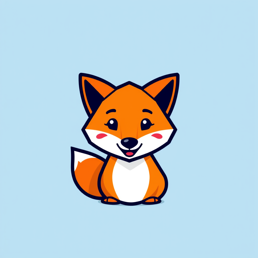 Main logo studio: friendly geometric fox mascot logo for a kids learning app, orange