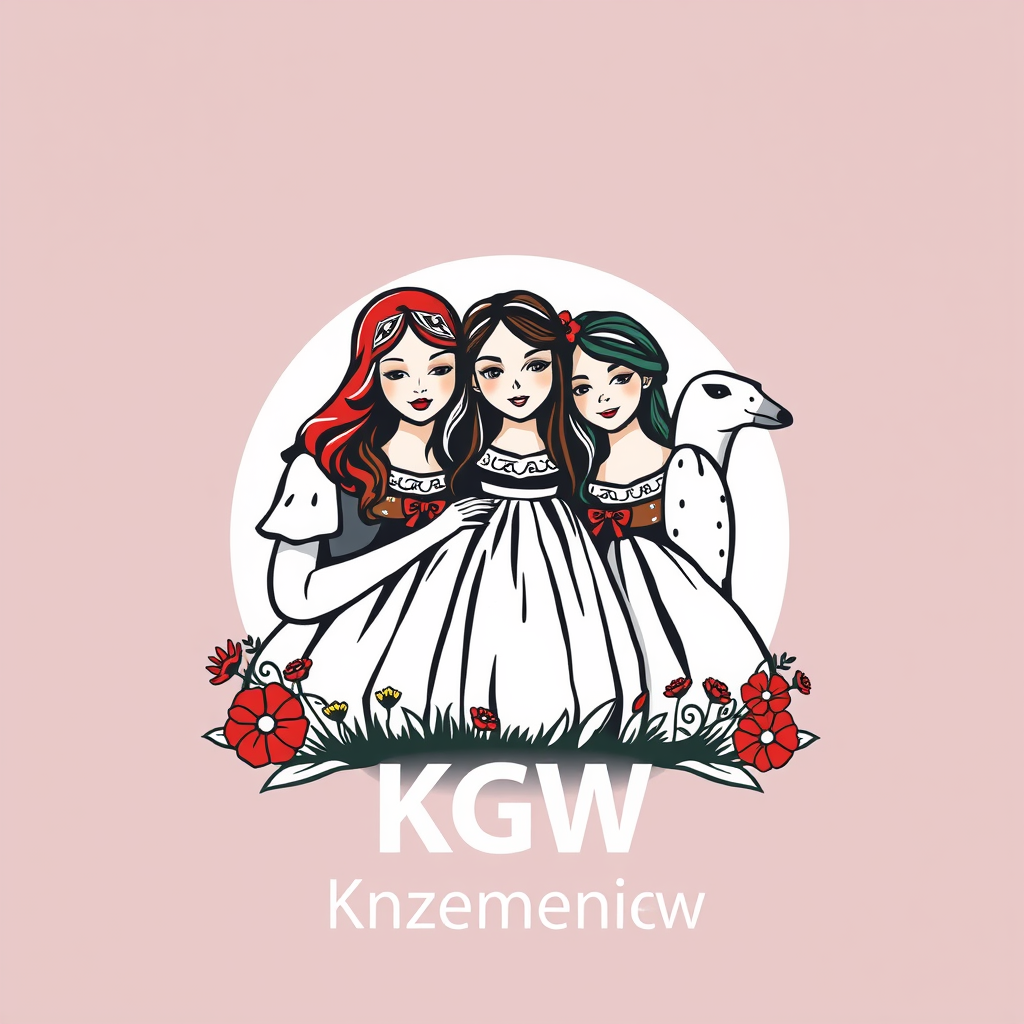 Main logo studio: Zaprojektuj wesołe i kolorowe logo „KGW Krzemieniew”, przedstawiające grupę uśmiechniętych wiejskich kobiet w pięknych polskich strojach ludowych. Wok