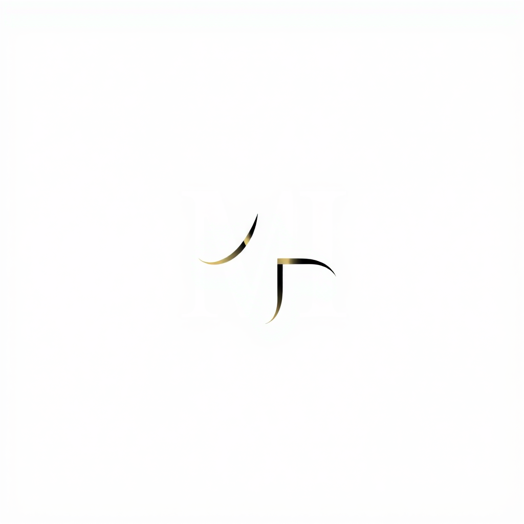 Monogram Logo idea: monogram logo combining the letters Mh , elegant intertwined letterforms, flat vector logo, centered, solid white background, high contrast, luxury br