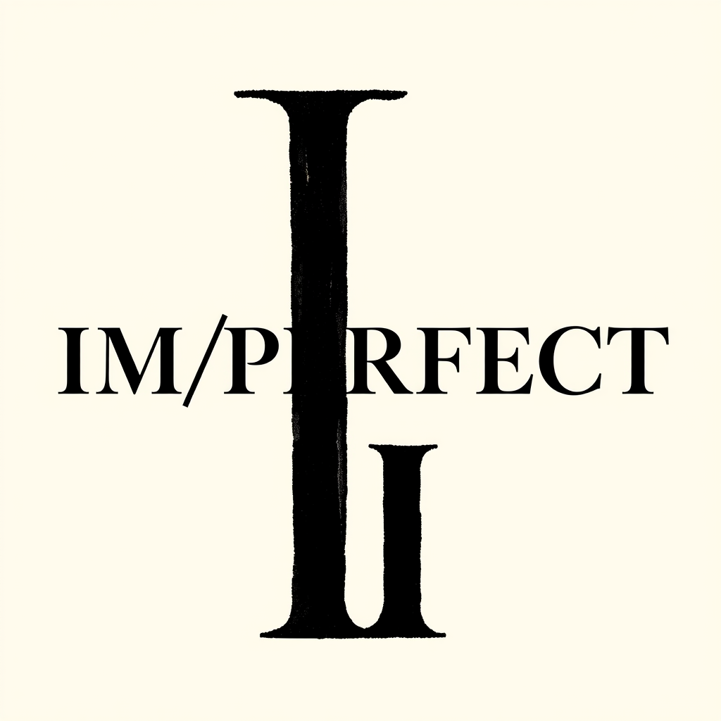 Main logo studio: {"prompt":"Draw IM/PERFECT as a striking luxury fashion-house logo. Custom black serif lettering, elegant and sharp, with the slash integrated into th