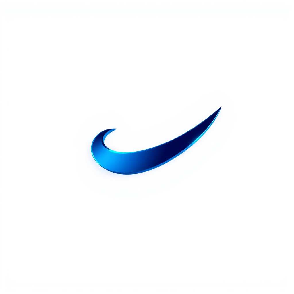 3D Logo idea: 3D logo for simple abstract swoosh mark logo for a fintech company, gradient indigo , three-dimensional render, realistic depth and shadows, glossy or