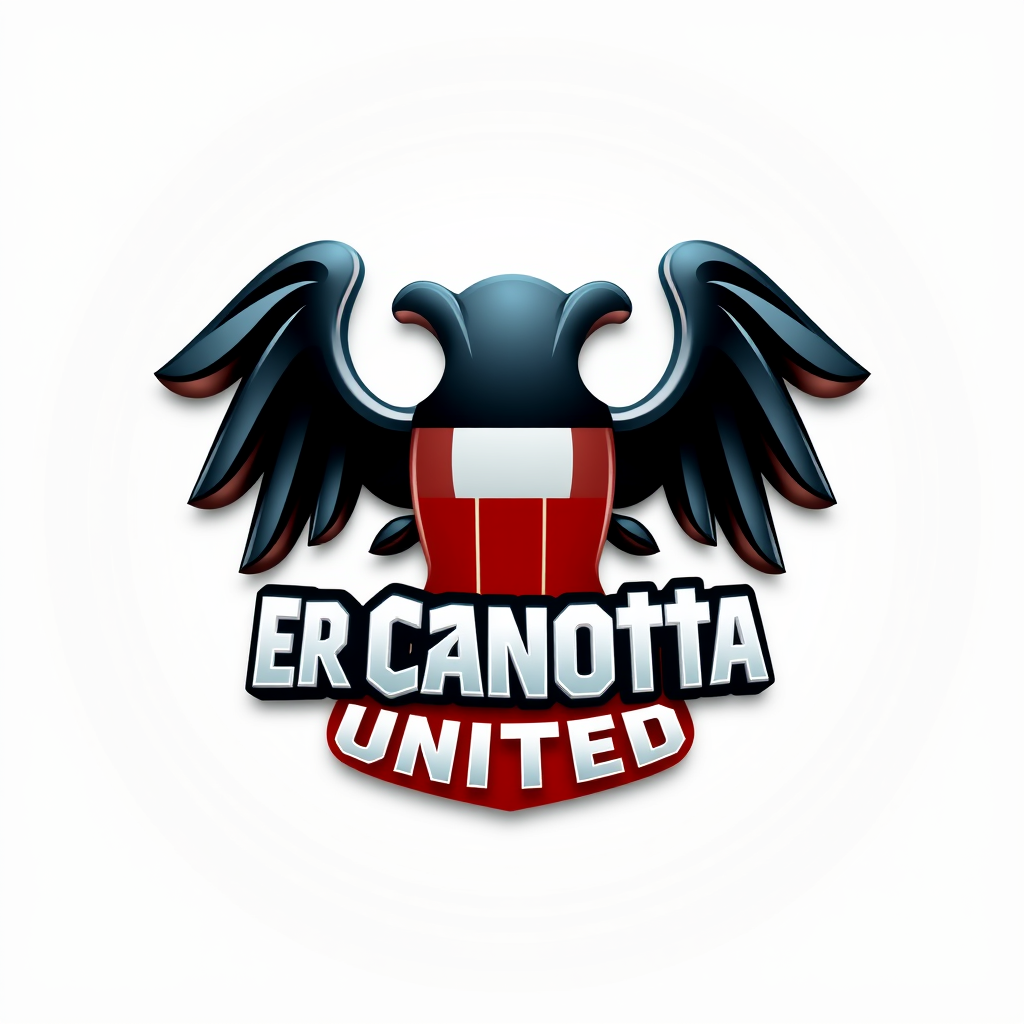 3D Logo idea: 3D logo for Create a fantafootball team logo: "Er Canotta United" is the name of the team, with a "motto": "fortis fortuna adiuvat". Use 3 colours, a