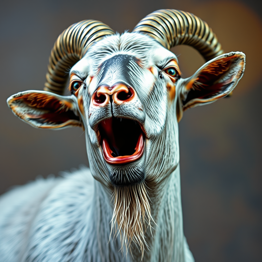 Main logo studio: Quiero que sea una cabra tierna pero gótica de color metal y que tenga la boca abierta y dentro de la boca diga "𝕬𝖑𝖊𝖟𝖗𝖆"