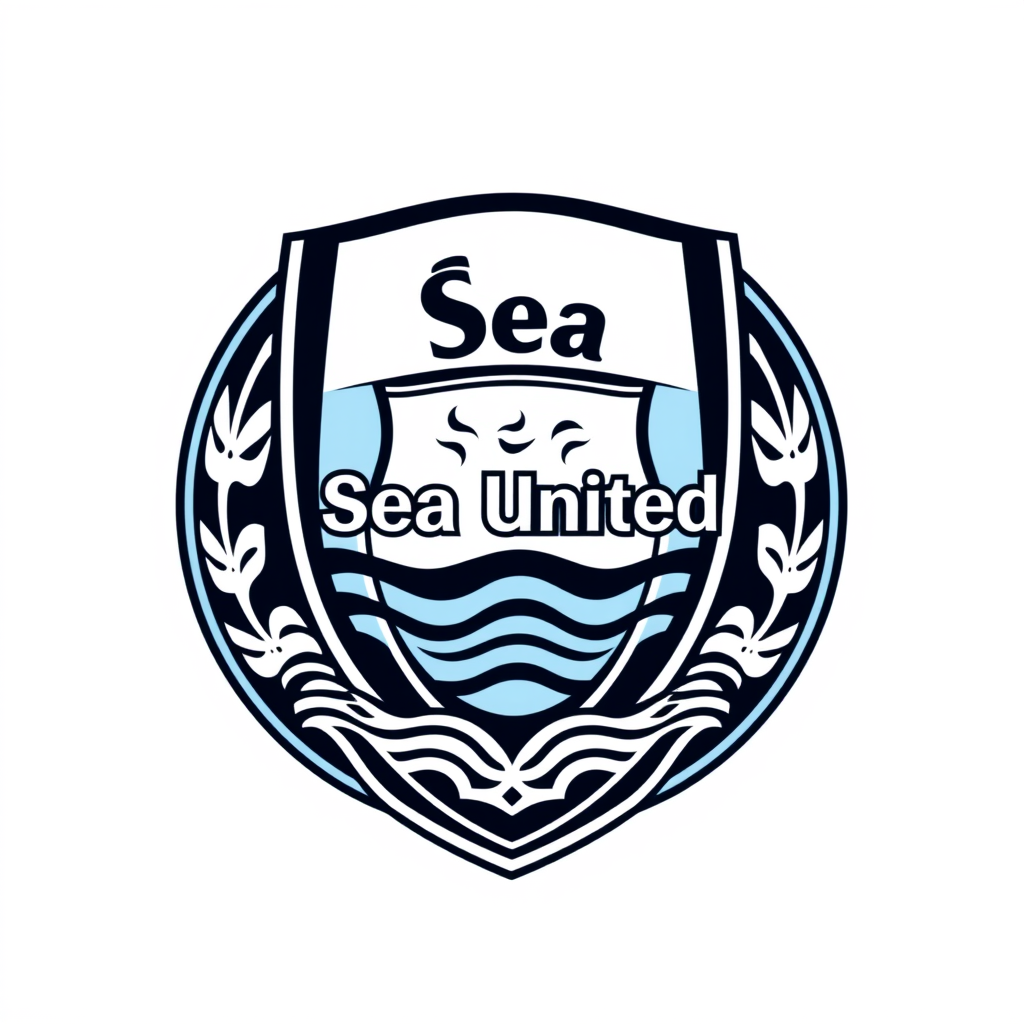 Emblem Logo idea: emblem logo of can you make a team emblem that look like the arsenal soccer emblem but it says "Sea United" with waves in it but the words in the shie