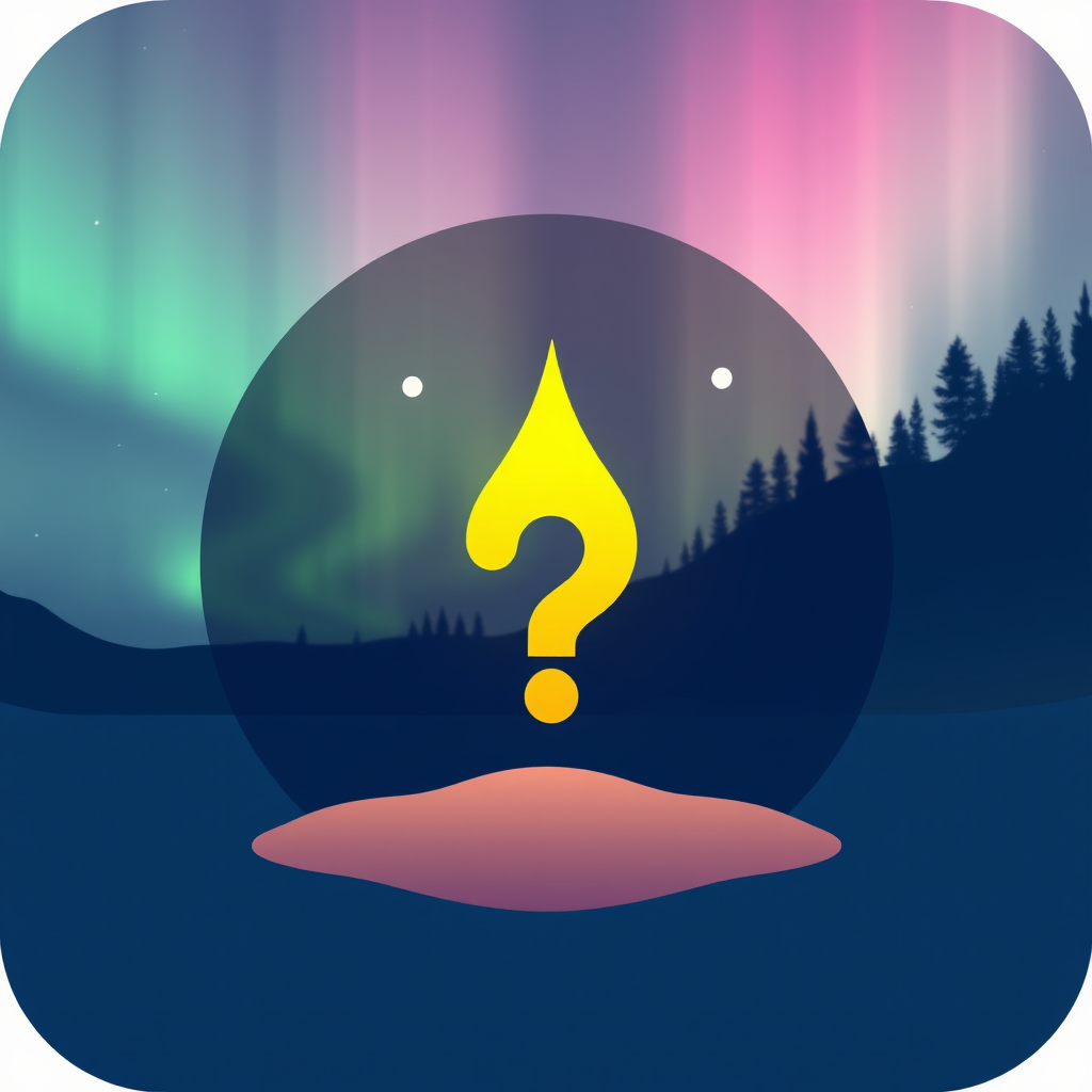 Main logo studio: An icon about a question in the style nordic aurora