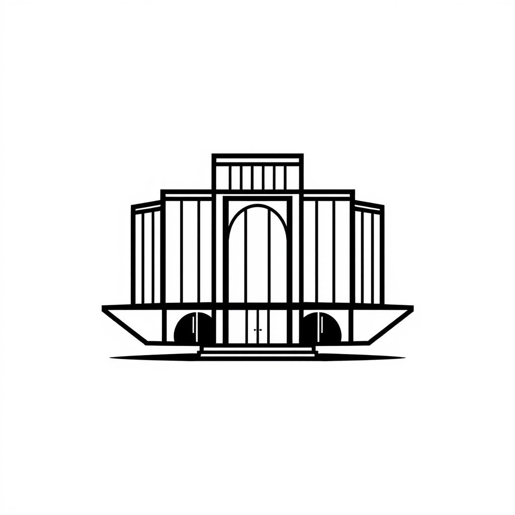 Cartoon Logo idea: cartoon style logo for Luxury minimalist architecture logo, geometric lines, elegant proportions, refined negative space, monochrome, timeless, sophis