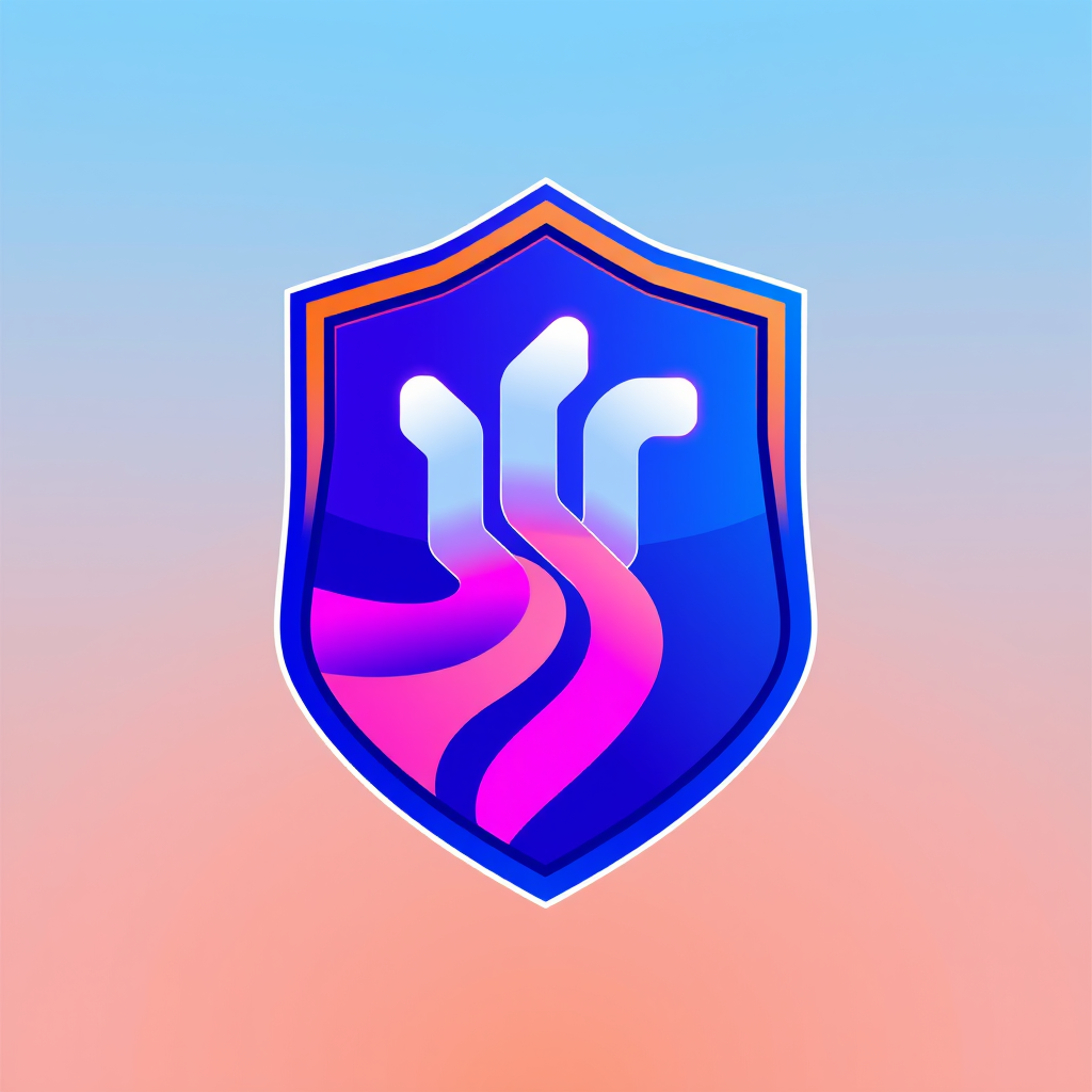 Main logo studio: Futuristic sports club crest logo for LOLISPORT. Reinvent the classic sports shield with modern design. Inside the shield, three flowing dynamic paths