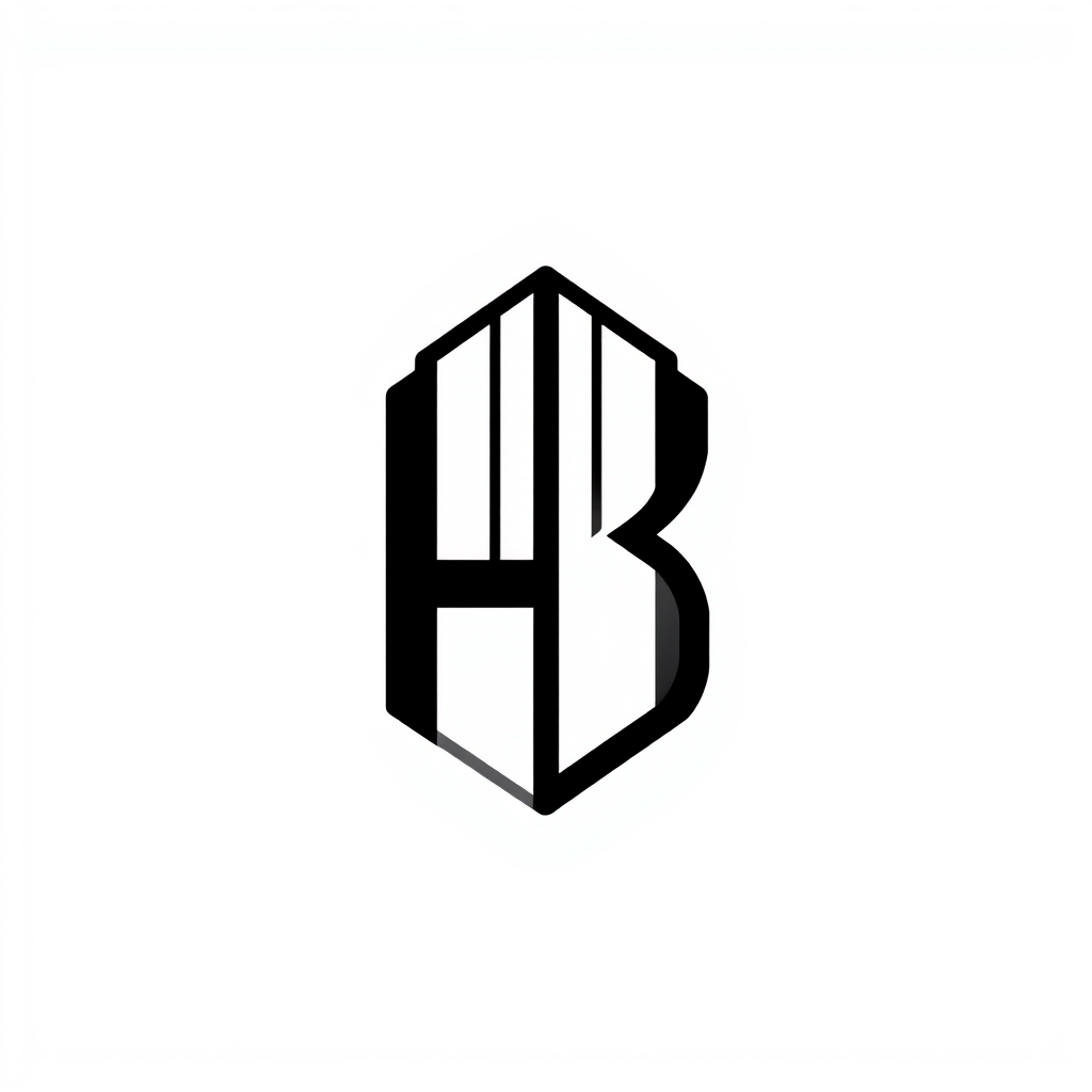Main logo studio: k”} Iconic minimalist monogram for Farzad Bagheri, intelligently combine F and B into a single geometric architectural symbol, simple bold shape, prec
