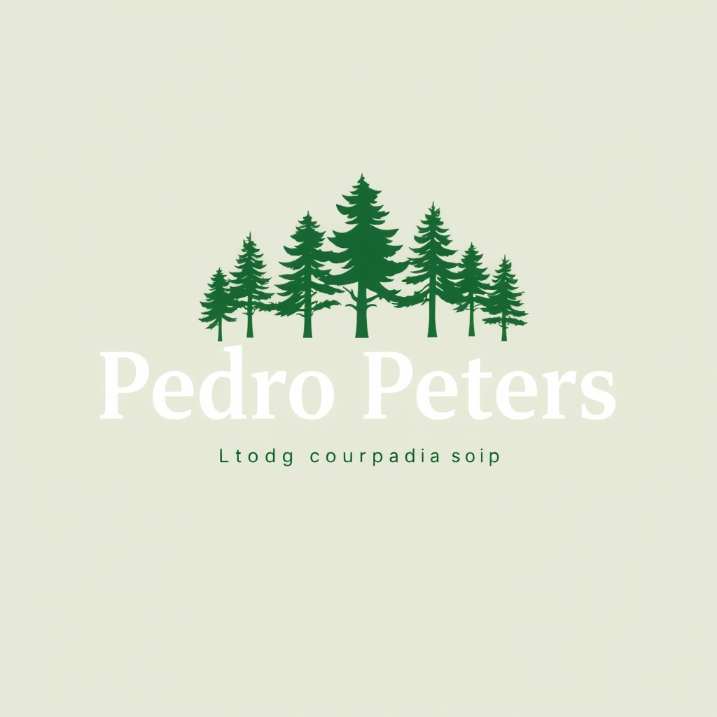 Main logo studio: VERY SIMPLE Logo - Text saying 'Pedro Peters' - who is a landscape photographer - main colour: green and have trees