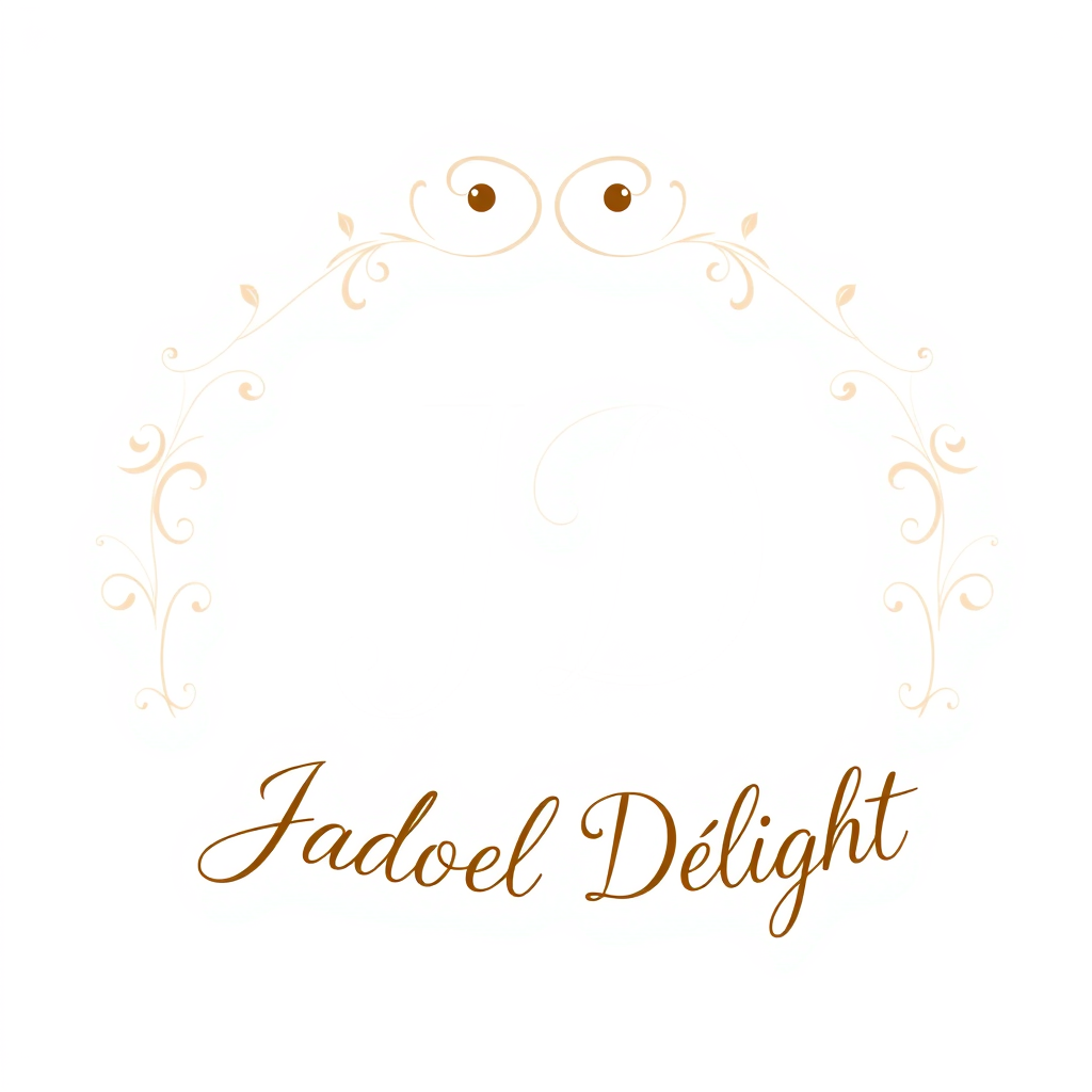 Main logo studio: Logo épuré et élégant pour la vente de pâtisserie. Écriture de type handwriting des initiales J D. Decorations fines et élégante en dessus et en desso