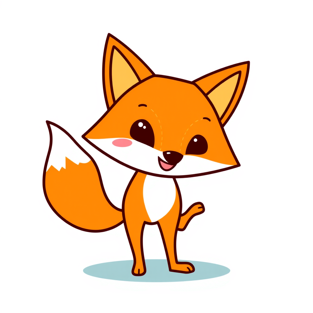 Main logo studio: friendly geometric fox mascot logo for a kids learning app, orange