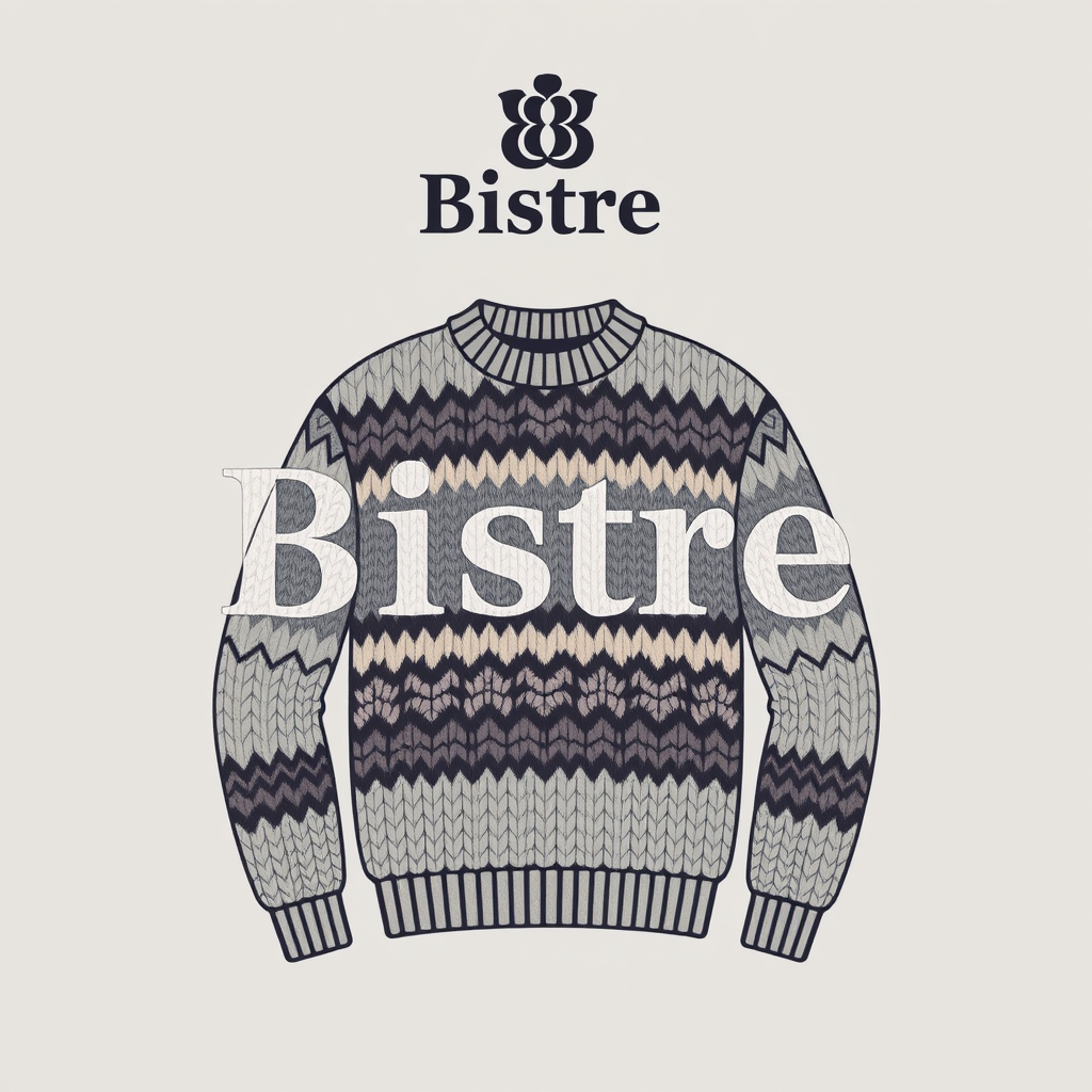 Main logo studio: Bistre a premium knitted jumper brand with the logo above Bistre with an accent on e in a premium font in all capitalsthat i can paste onto a jumper d