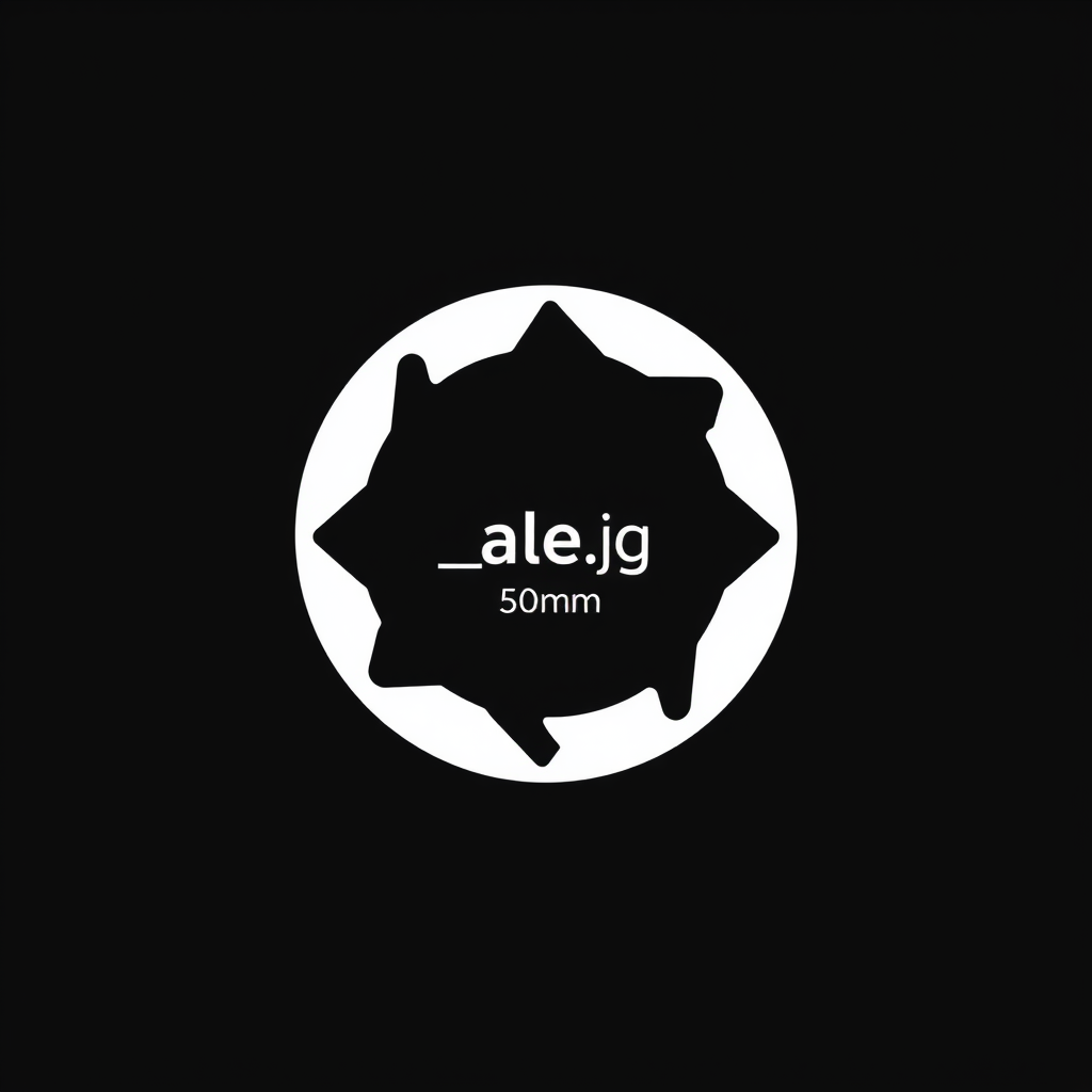 Minimalist Logo idea: minimalist logo, simple geometric mark for Minimal logo for "photo_ale.jpg". Black background with a simple white geometric camera lens symbol, made o