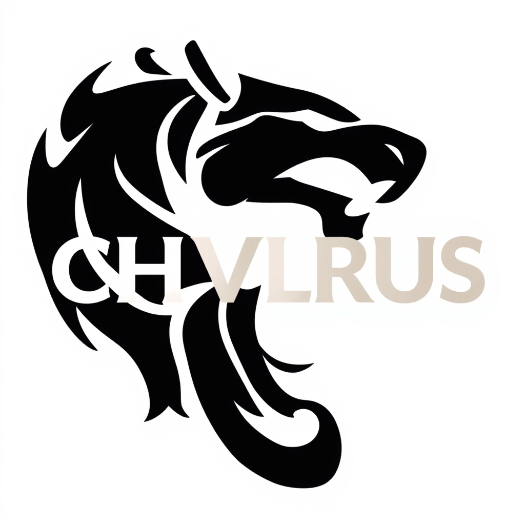Wordmark Logo idea: wordmark logo of CHVLRUS , bold clean typography, flat vector logo, centered, solid white background, high contrast, professional brand identity