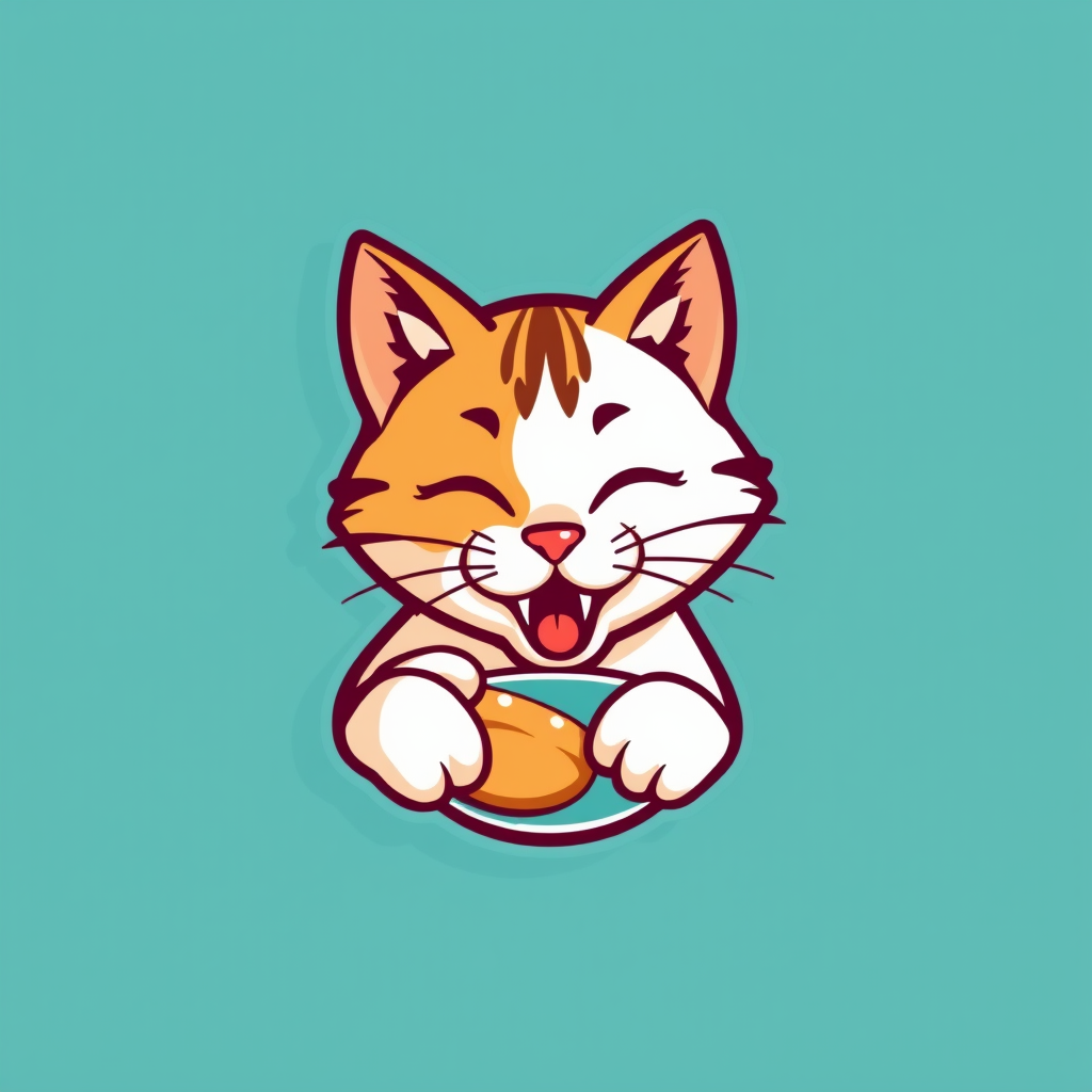 Main logo studio: Create a cat eating logo..
