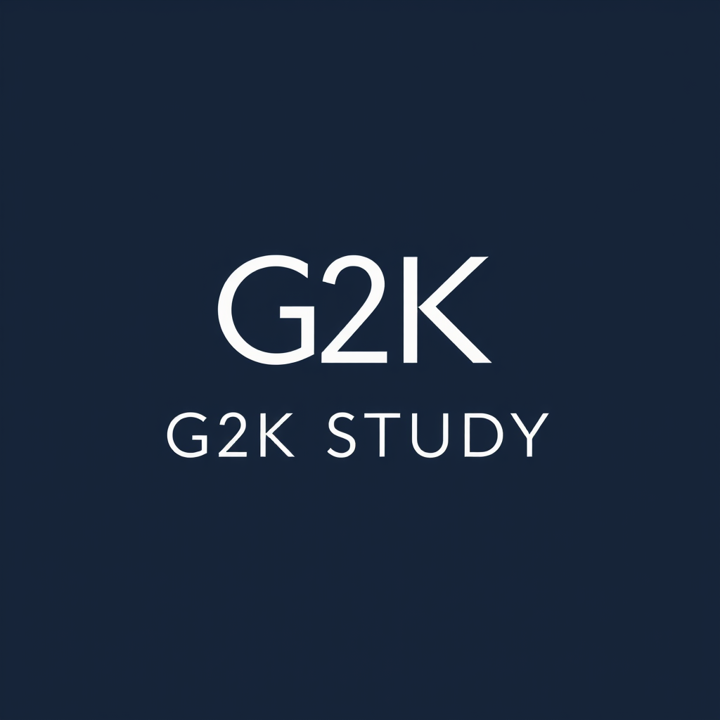 Main logo studio: G2K STUDY KZ Minimalist luxury Korean education consulting logo, “G2K STUDY”, elegant geometric typography, subtle Taegeuk-inspired symbol integrated 