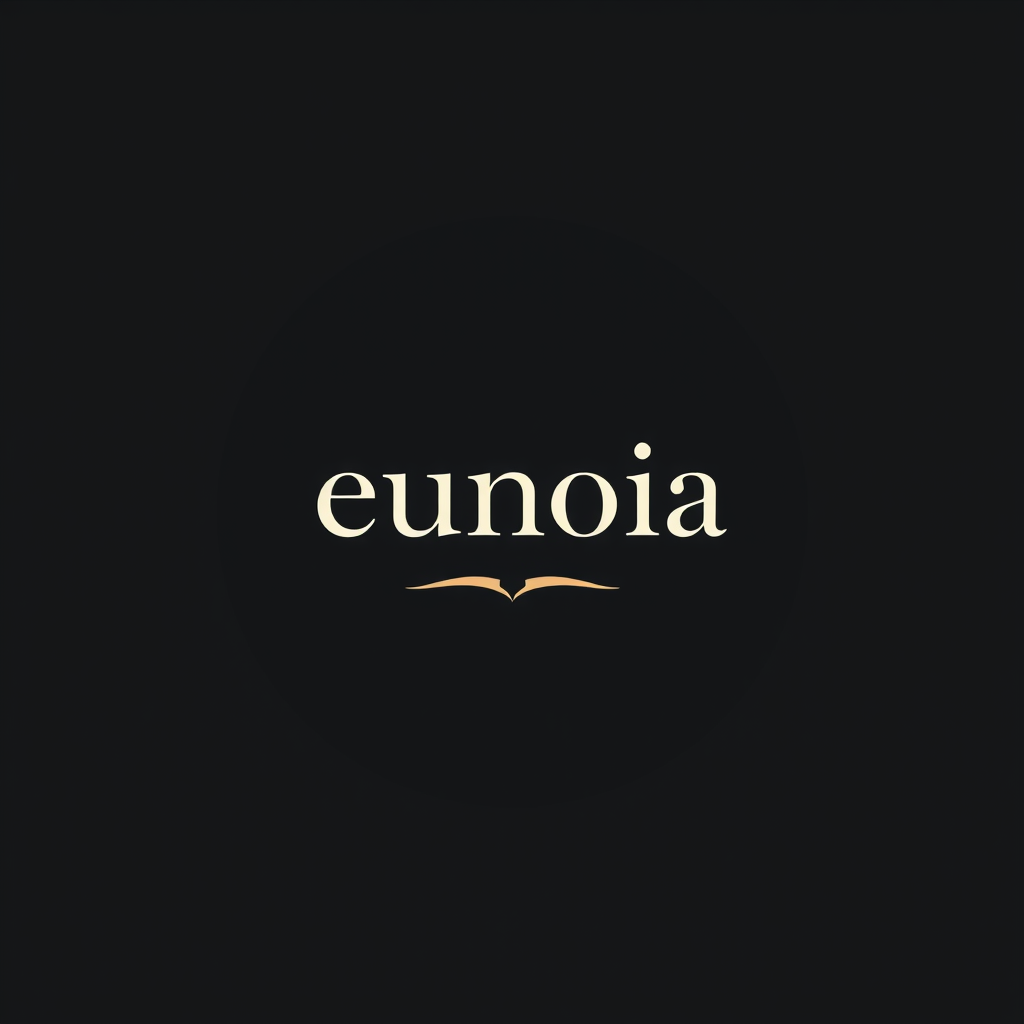 Main logo studio: # Eunoia Logo Prompt Premium dark academia logo for **“eunoia”**. Dark charcoal background, elegant ivory serif typography, subtle muted gold accents.