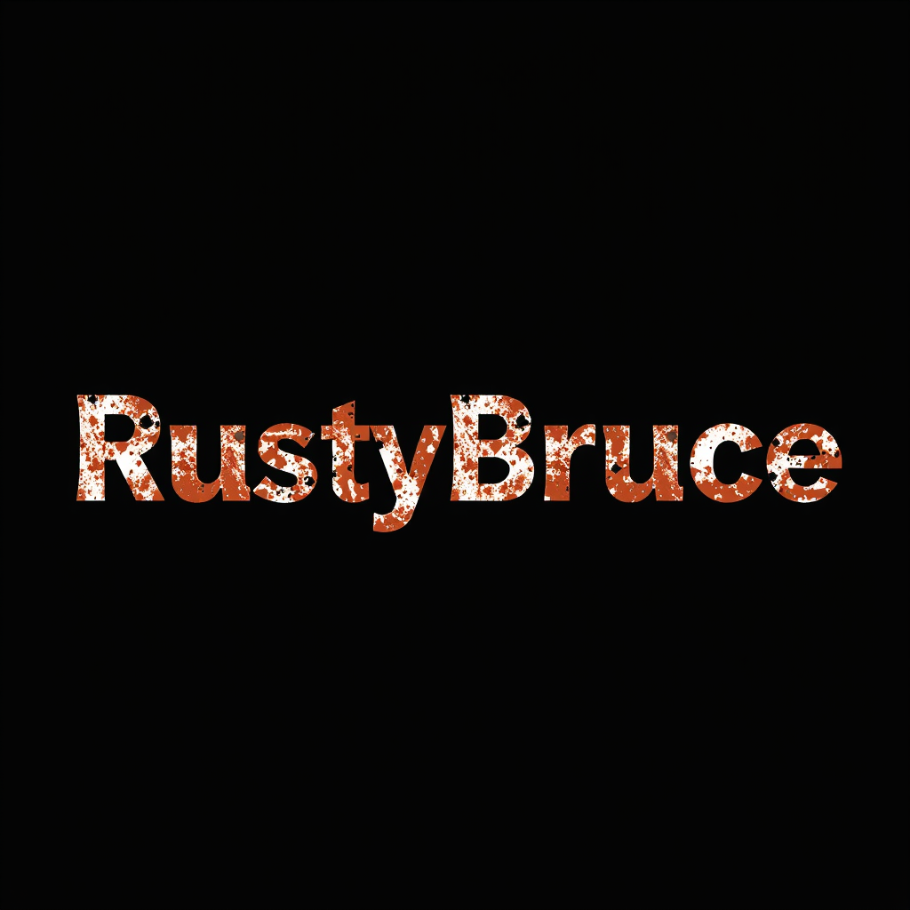 Main logo studio: The word "RustyBruce" black and white