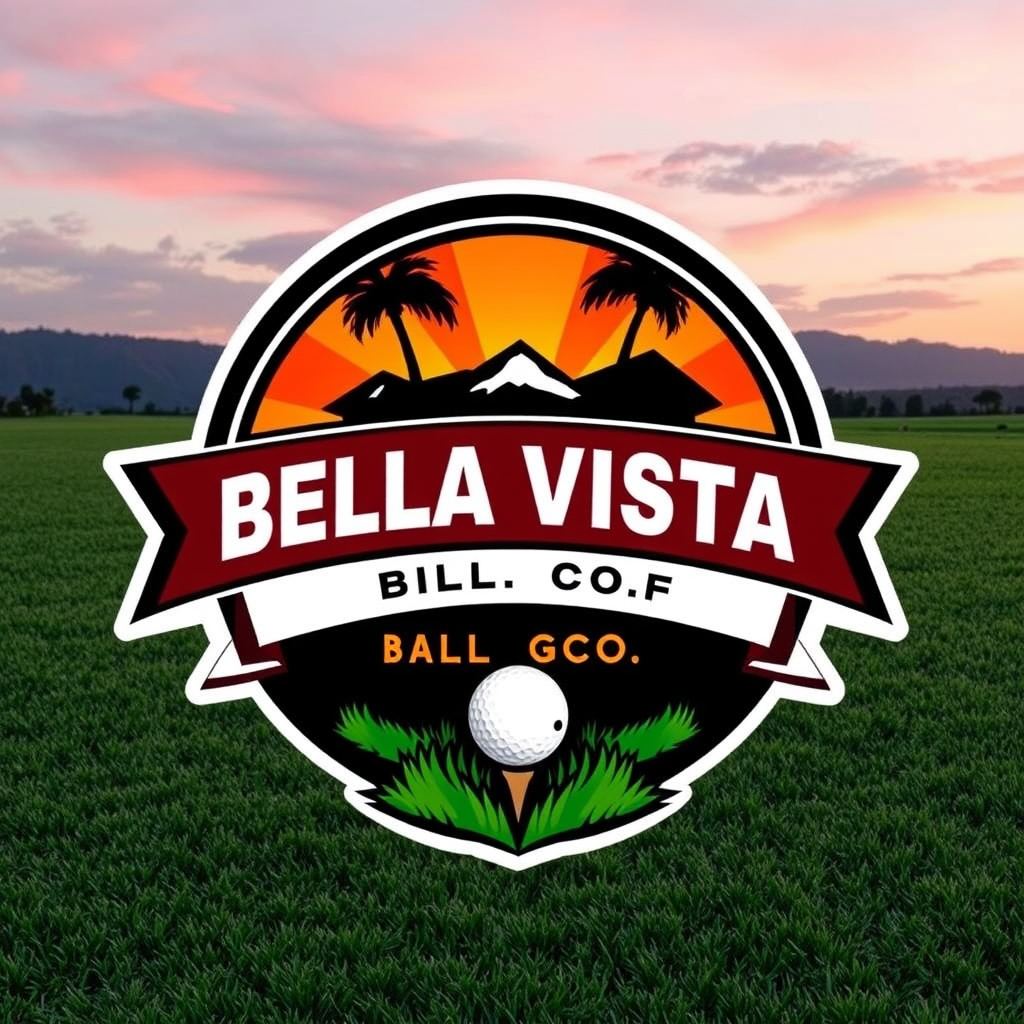 Main logo studio: Bella Vista Ball Co. Golf ball buisness resell balls Your Game. Your Town. Your Ball. dont put coby on the end just Co. do a logo not a pic of a shop