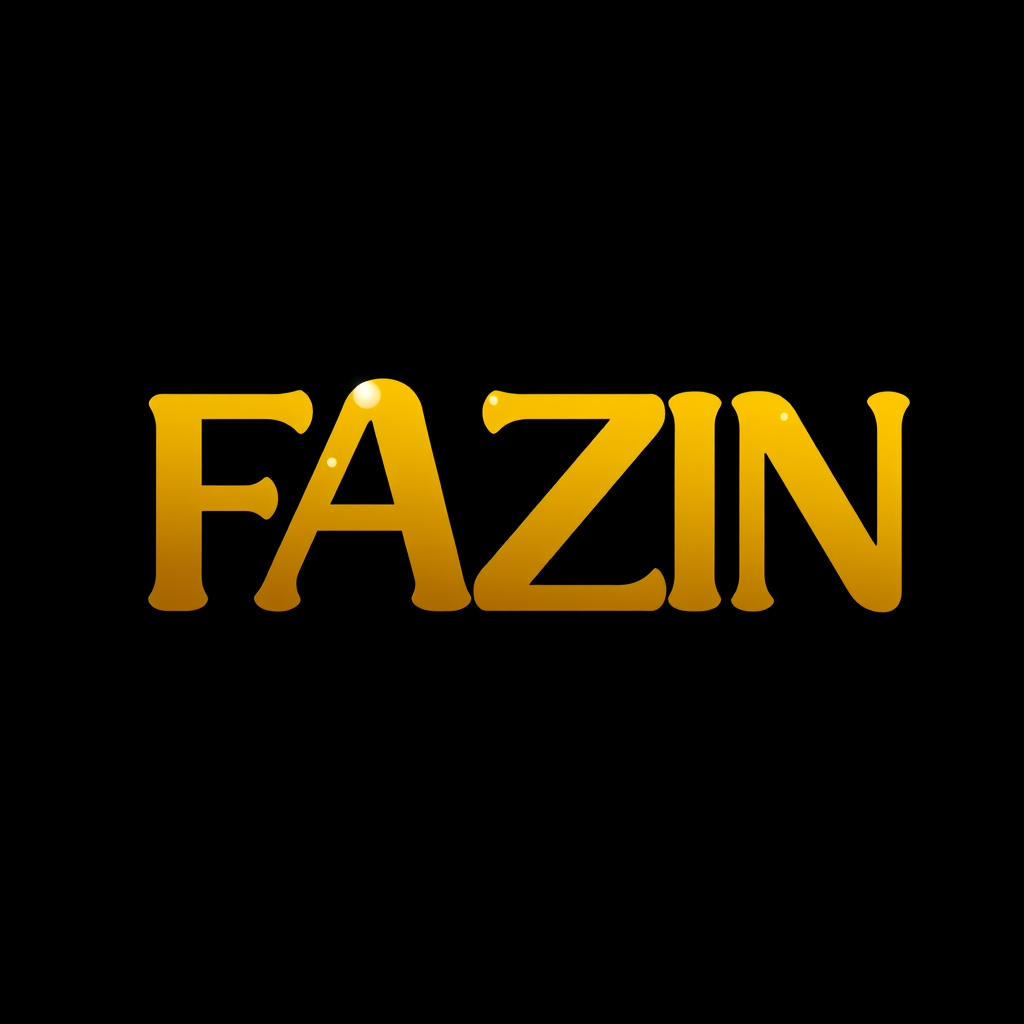 Main logo studio: My brand name is FAZN. MAKE A BUBBLY LOGO using the letters F A Z N using gold letters and black background