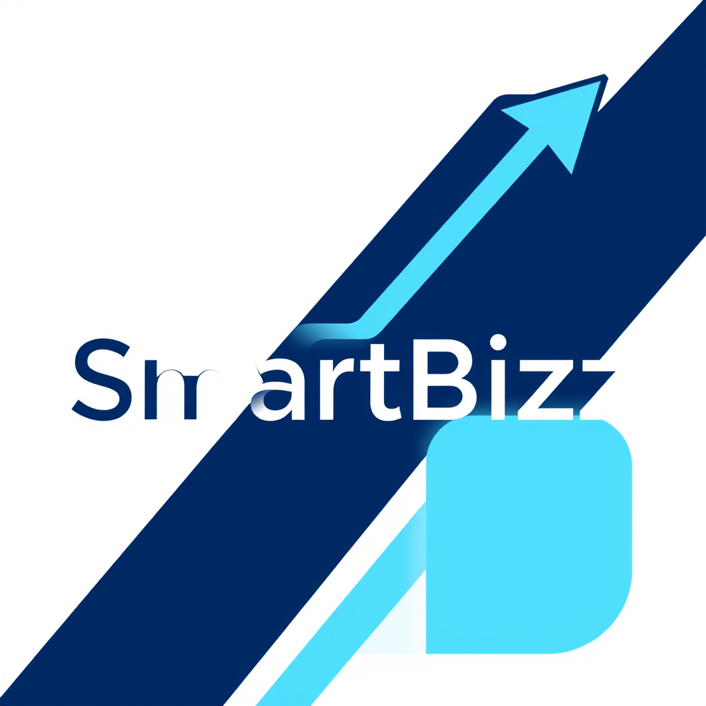 Main logo studio: SmartBizz Digital logo, premium minimalist tech brand. Create a bold abstract SB monogram with a sleek upward diagonal arrow through the letters, symb
