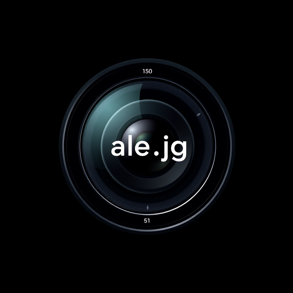 Minimalist Logo idea: minimalist logo, simple geometric mark for Minimalist logo for "photo_ale.jpg". Sleek camera lens viewed from the front, with realistic lens markings.
