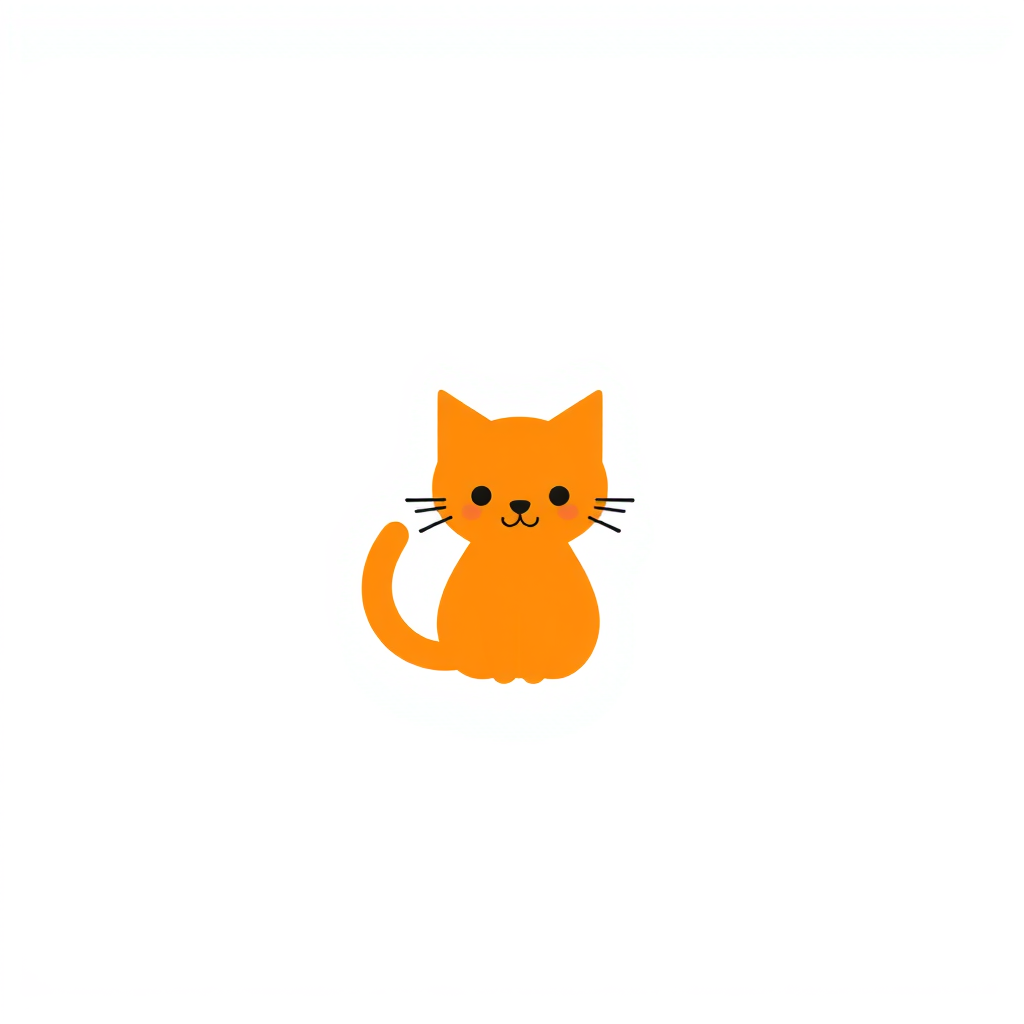 Minimalist Logo idea: minimalist logo, simple geometric mark for Podrías hacerme un logo lindo relacionado con un gato naranja kawaii , flat vector, clean lines, centered, 