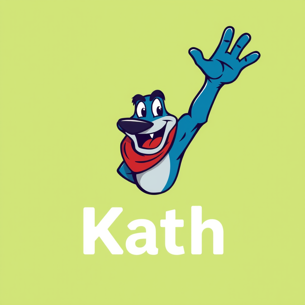 Main logo studio: Quiero un logo que diga la nombre Kath en la parte de abajo, y que la imagen sea un dibujo animado que tenga el brazo medio levantado con el pulgar pa