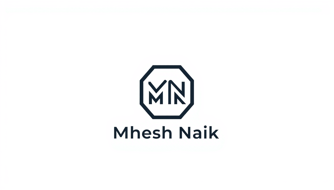 Minimalist Logo idea: minimalist logo, simple geometric mark for Name :: Mahesh Naik Make a logo of MN , flat vector, clean lines, centered, solid white background, lots of