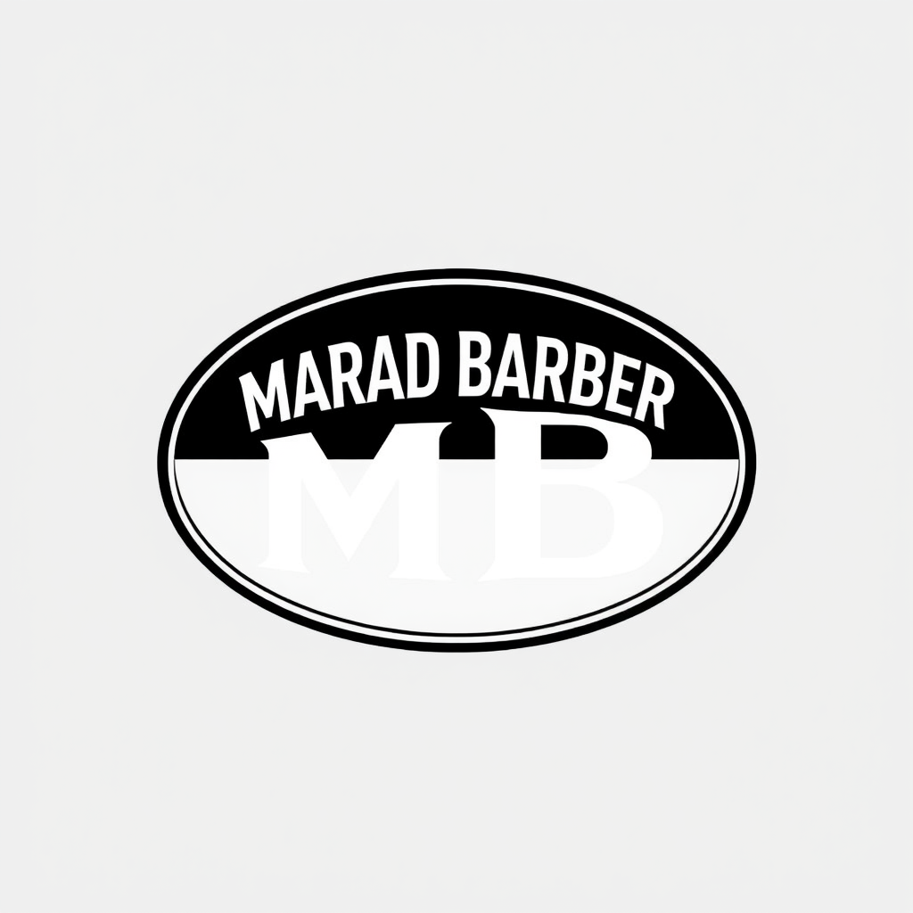 Main logo studio: MaradBarberMB oval blackwhite modern logo