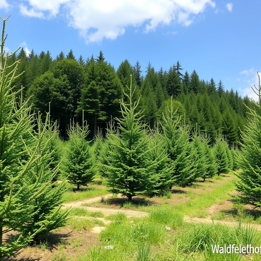 Main logo studio: tree nursery, forest consulting, agro forest, community farming. Name: Waldfeldhof