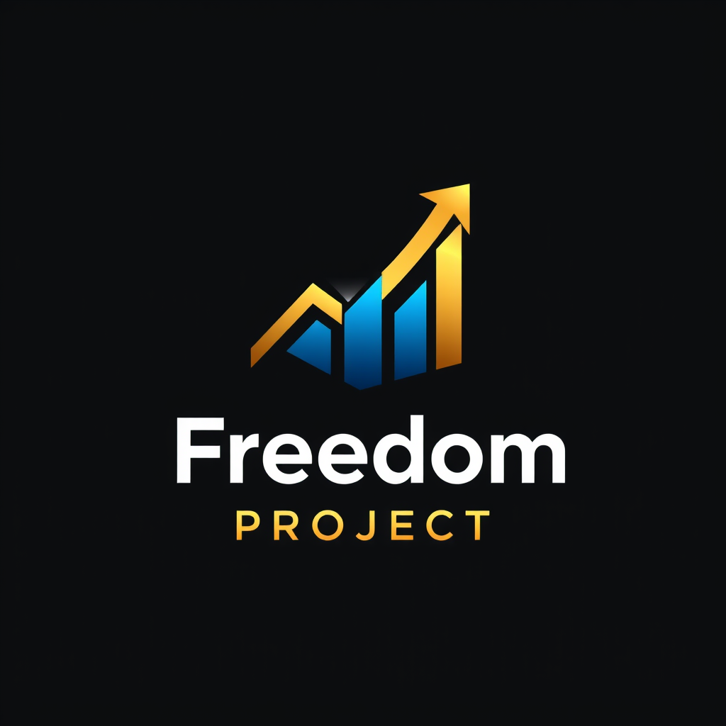 Main logo studio: > Create a premium emblem logo for **“Freedom Project”**, representing financial freedom, online business, growth, ambition and independence. Modern m