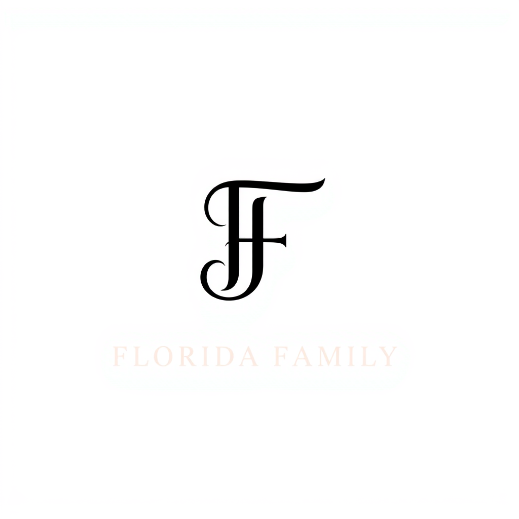 Monogram Logo idea: monogram logo combining the letters Florida Family Protection , elegant intertwined letterforms, flat vector logo, centered, solid white background, h