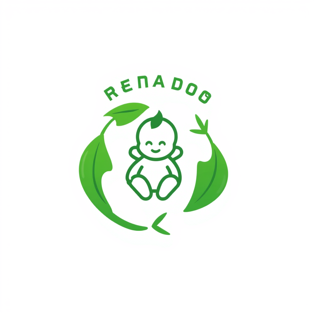 Main logo studio: MI EMPRESA SE LLAMA RENADO Y VENDEMOS PRODUCTOS DE SEGUNDA MANO PARA BEBÉS. HABÍA PENSADO QUE EL LOGO SEA EL SIMBOLO DE LA ECONOMIA CIRCULAR CON UN BE