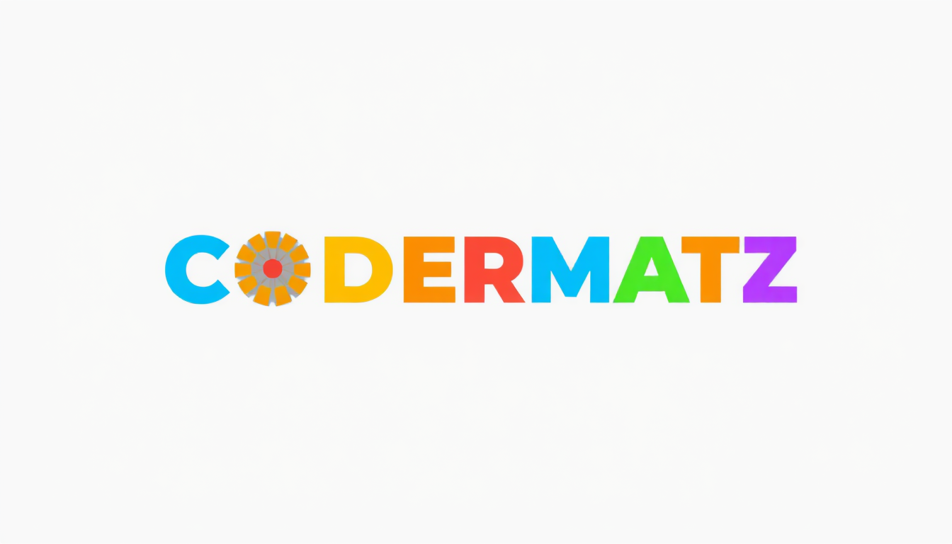 Main logo studio: Crea un logo moderno e creativo per una scuola chiamata “CODERMATZ”. Il logo deve avere uno stile tecnologico e giovanile, con colori vivaci come blu