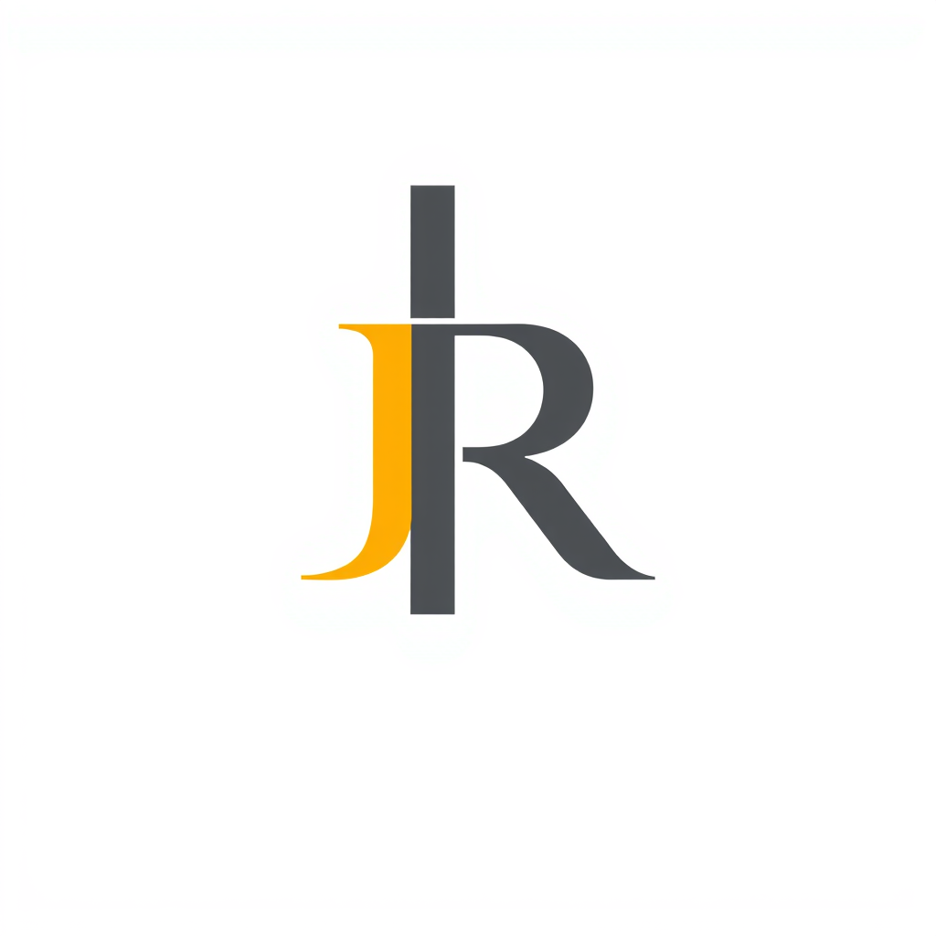 Monogram Logo idea: monogram logo combining the letters Create a minimalist, professional monogram logo using the initials JR. The design should be clean, technical, geom