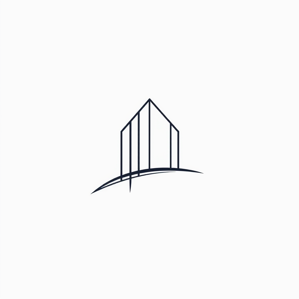 Abstract Logo idea: abstract logo mark for Minimal linework, subtle architectural fragment, blurred continuation, refined , geometric abstract shape, modern minimalist ma