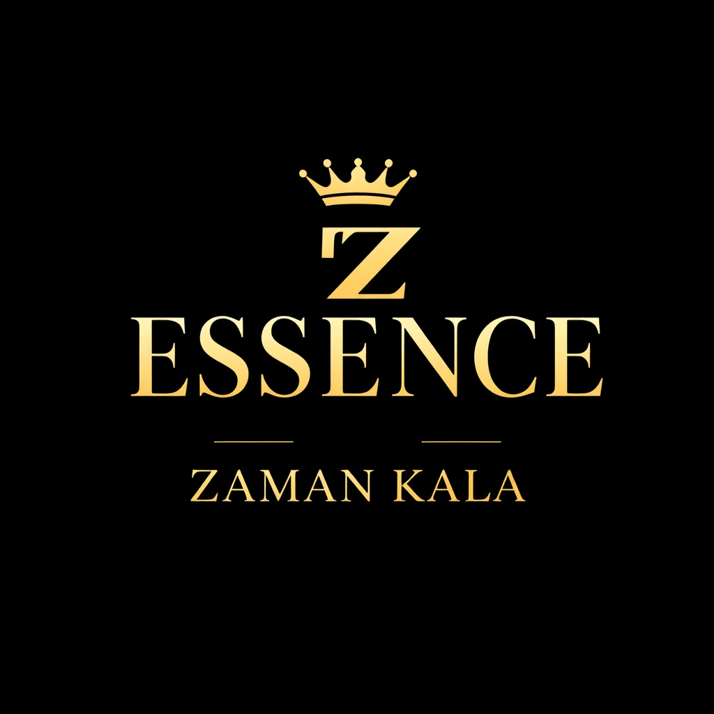 Main logo studio: Luxury watch logo for ESSENCE × ZAMAN KALA. Create one unified premium identity with a unique E/Z monogram. ESSENCE is the main wordmark, ZAMAN KALA s